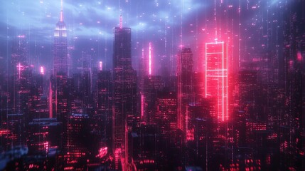 Aufkleber - Wireframe digital interface with arrows in night New York city