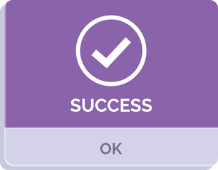 Poster - Stylized purple button with the word success is showing a completed task