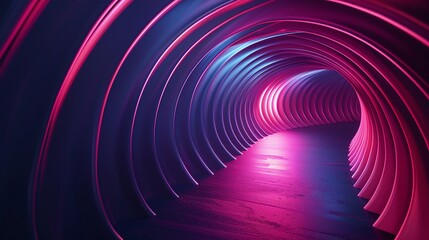 Poster - a vibrant tunnel featuring glowing pink and blue lights, creating a mesmerizing and futuristic atmos
