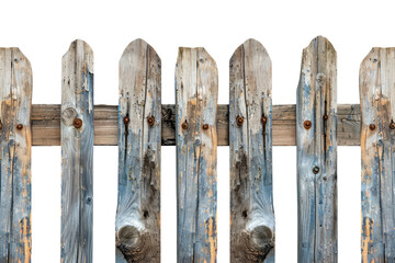 rustic wooden fence isolated on white or transparent png