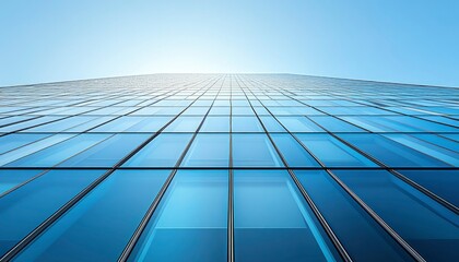 Poster - A Low Angle View of a Modern Glass Facade Skyscraper