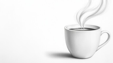 Poster - A drawing of a cup with steam coming out the top, AI