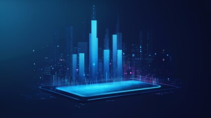 Poster - A cell phone on a table has a graph coming out of it