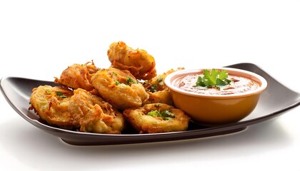 Wall Mural - Crispy Onion Rings with Spicy Dip