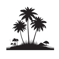 Palm tree vector logo, icon. Palm tree silhouette. Palm tree vector design black and white.