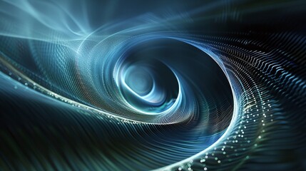 Wall Mural - An abstract swirl of luminous blue light and flowing patterns, creating a sense of motion and depth in a digital landscape.