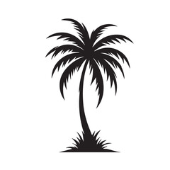 Palm tree vector logo, icon. Palm tree silhouette. Palm tree vector design black and white.