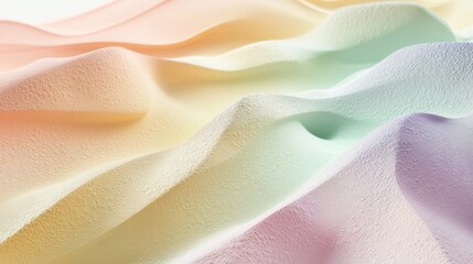 Fototapete - Abstract background forming wavy shapes with a textured surface and soft rainbow gradient, perfect for any project needing a touch of modern elegance