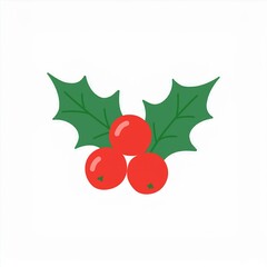 Wall Mural - christmas holly berries and leaves isolated on white