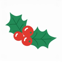 Wall Mural - christmas holly berries and leaves isolated on white