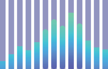 Poster - Modern bar chart representing increasing market growth with a gradient from blue to green
