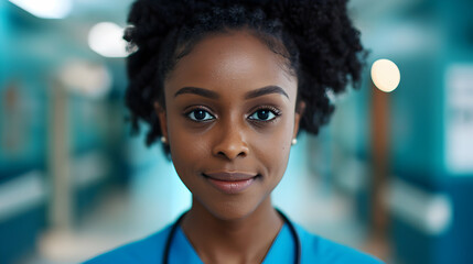 Canvas Print - Young African American Nurse Clinic