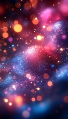 Wall Mural - Abstract cosmic background with vibrant colors and glowing particles.