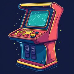 Poster - Retro Arcade Game Machine with Colorful Design
