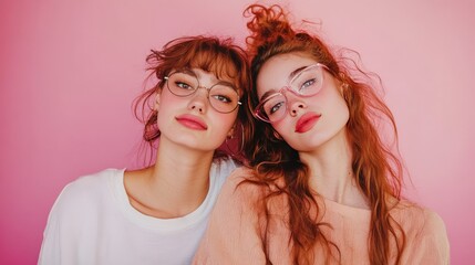 Canvas Print - Funny girls posing in studio