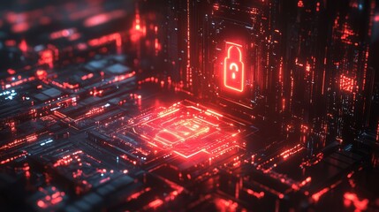 Aufkleber - hacker attack system, cybersecurity hologram and lock icons