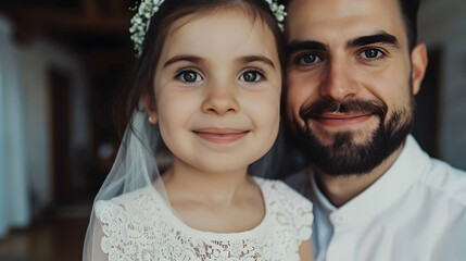 Poster - Young Caucasian Family With Small Daughter Pose