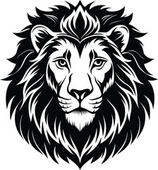 Wall Mural - lion head black vector illustration silhouette, Print