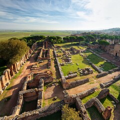 Wall Mural - ruins of an ancient Roman military camp or city, AI generated