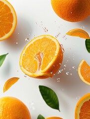 Sticker - Fresh Juicy Oranges Splashing in Water