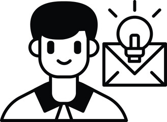 Wall Mural - A man with a light bulb on his head is smiling and holding an envelope