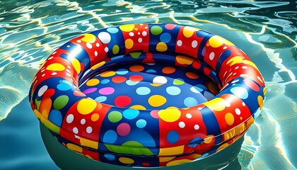 Wall Mural - Vibrant polka dot inflatable pool ring for ultimate summer enjoyment and relaxation