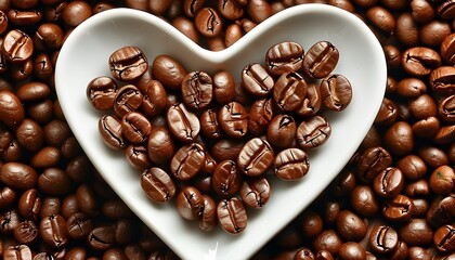 Wall Mural - Heart-Shaped Coffee Bean Arrangement Celebrating the Passion for Coffee Indulgence