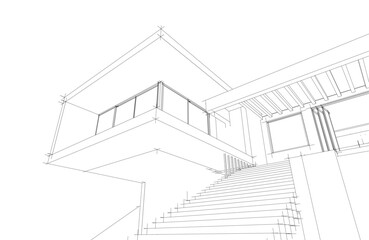 architecture 3d vector drawing