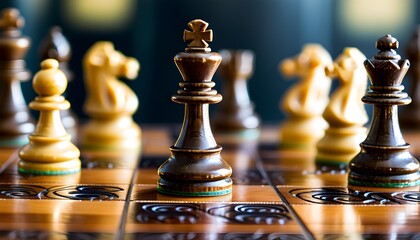 Innovative Autonomous Chess Board Featuring Strategizing Pieces on a Sleek, Reflective Surface