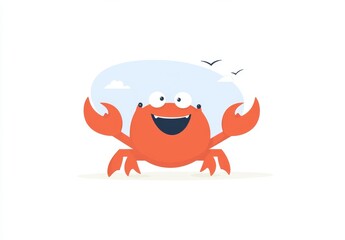 The cute crab modern icon is a cartoon illustration of marine life.