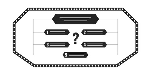Poster - Quiz show display with question choices black and white 2D line object. Trivia competition screen isolated clip art vector outline item. Quest options answer. Monochromatic spot illustration
