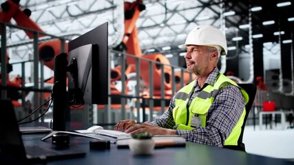 Poster - Engineer Using PC In Car Factory
