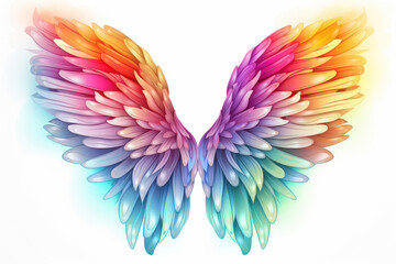 Poster - PNG Rainbow angel wing pattern white background lightweight.