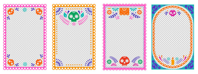dia de los muertos greeting cards and social media stories. mexican wedding frames. day of the dead 