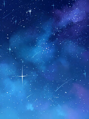 Wall Mural - A mesmerizing digital artwork of a starry night sky filled with twinkling stars and vibrant cosmic colors, creating a dreamy and enchanting atmosphere ideal for backgrounds and artistic displays.