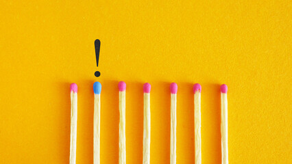 Poster - Got an idea. Creative imagination. Business creativity new idea shown by match with different color than others. Motivational Skills and leadership concept