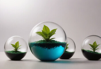 plants in glass balls