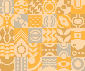 Poster - Green eco seamless pattern in geometric style, pale tone