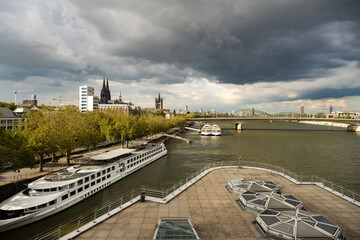 Wall Mural - Cologne Skyline in Autumn with Rhine river