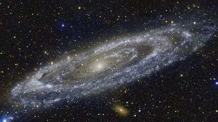 Wall Mural - Animation depicting the spiral galaxy M31 in constellation Andromeda.
