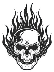 Poster - PNG Skull fire tattoo flat illustration astronomy outdoors stencil.