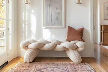 Sticker - Elegant entryway with knitted bench