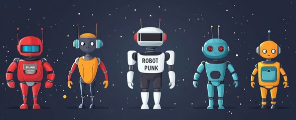 Poster - An editable set of editable features for creating droids' arms, legs, bodies, heads, and stock machines as well as cyborg figures.