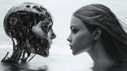 Poster - In the future, humans will compete against stocks with white backgrounds and copy space