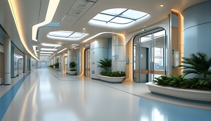 Wall Mural - Sleek and Innovative Hospital Architecture Showcasing Modern Interior and Exterior Designs