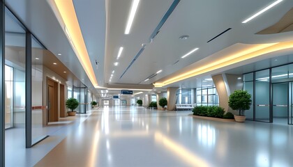 Wall Mural - Sleek and Innovative Hospital Architecture Showcasing Modern Interior and Exterior Designs