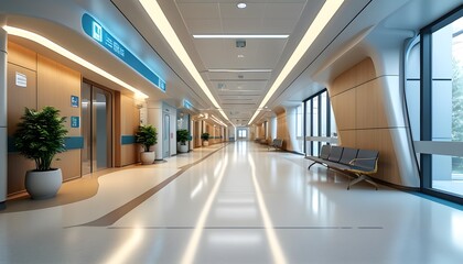 Wall Mural - Sleek and Innovative Hospital Architecture Showcasing Modern Interior and Exterior Designs