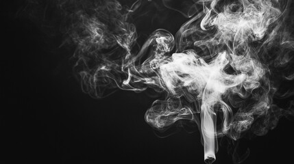 Wall Mural - Smooth abstract smoke , Set of different clouds of smoke isolated on black background. 