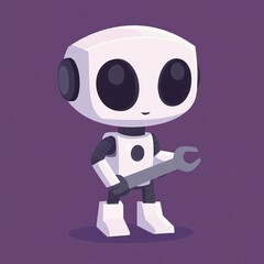 Poster - an isolated robot hold wrench icon on a blue background is a flat modern illustration