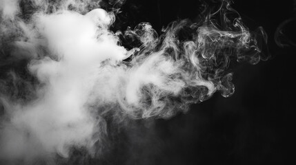 Wall Mural - Steam on black background, set of white smoke on black background